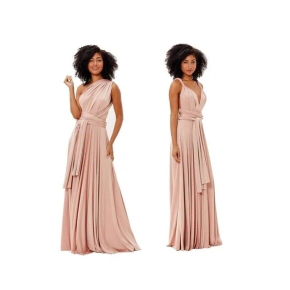 TWOBIRDS Ballgown Size 0-12 US Rosewood Blush Convertible Bridesmaid Maxi Dress - Picture 1 of 14